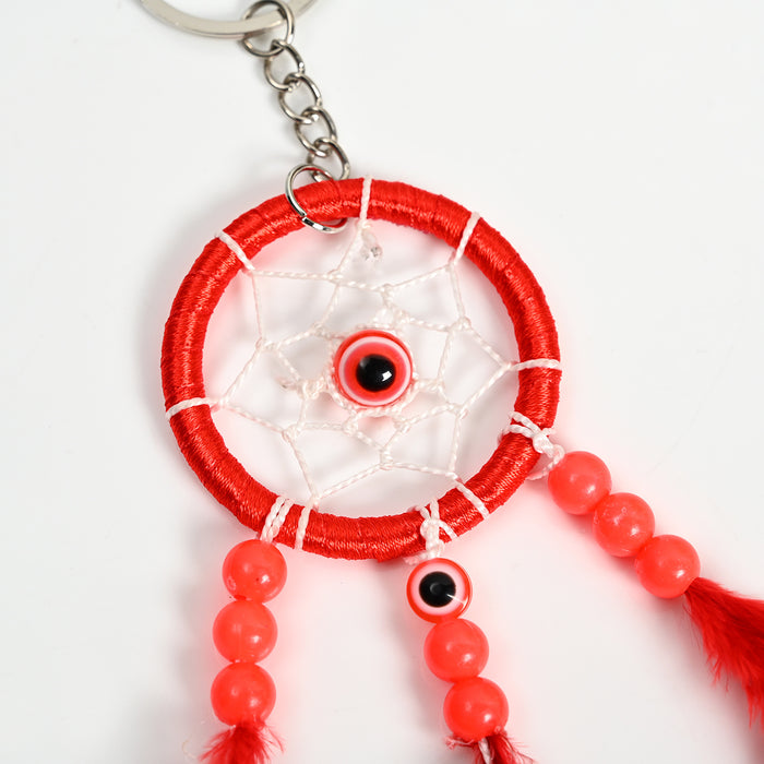 Wholesale Iron Ring Feather Beads Silk Thread Dreamcatcher Keychain MOQ≥2 JDC-KC-JunX002