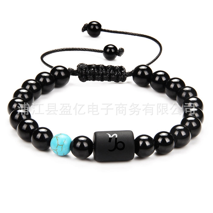 Wholesale Twelve Constellation Men's Black Onyx Braided Couple Bracelet JDC-BT-YinY013