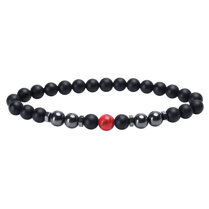 Wholesale Frosted Black Bead Magnet Anklet Retro Alabaster Color Stone Magnetic Anklet JDC-AS-JIai005