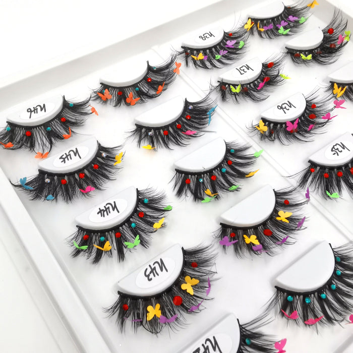 Jewelry WholesaleWholesale Pair of Color 3D False Eyelashes Butterfly Sequins MOQ≥5 JDC-EY-XLin002 eyelashes 馨琳 %variant_option1% %variant_option2% %variant_option3%  Factory Price JoyasDeChina Joyas De China