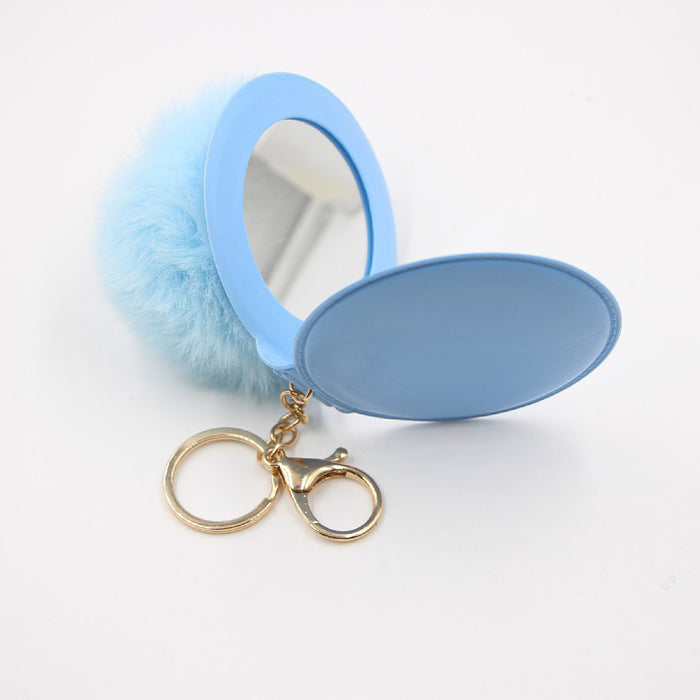 Wholesale Small Mirror Hair Ball Bag Alloy Keychain JDC-KC-Zuge079