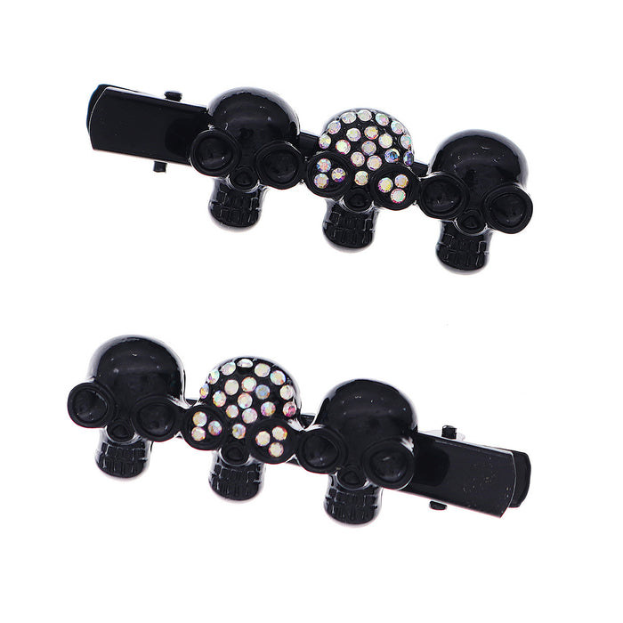 Wholesale Hair Clips Alloy Set Rhinestone Skull Spider Halloween 6pcs MOQ≥2 JDC-HC-LANGL001