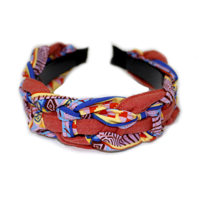 Wholesale Headband Fabric Resort Bohemian Twist Braid MOQ≥3 JDC-HD-HMXS004