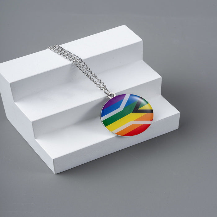 Wholesale LGBT Love Fingerprint Cloud Shape Rainbow Pattern Gay Element Necklace JDC-NE-YinH031