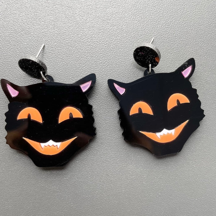 Wholesale Earrings Acrylic Halloween Black Cat MQO≥2 JDC-ES-xuep044