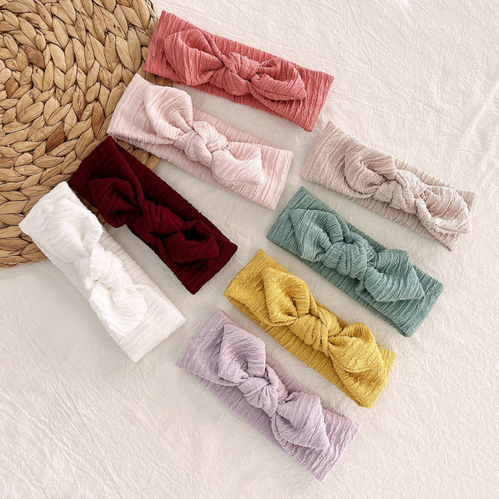 Wholesale Headband Gauze Pleated Cloth Baby Knotted Rabbit Ears Elastic JDC-HD-DanN004