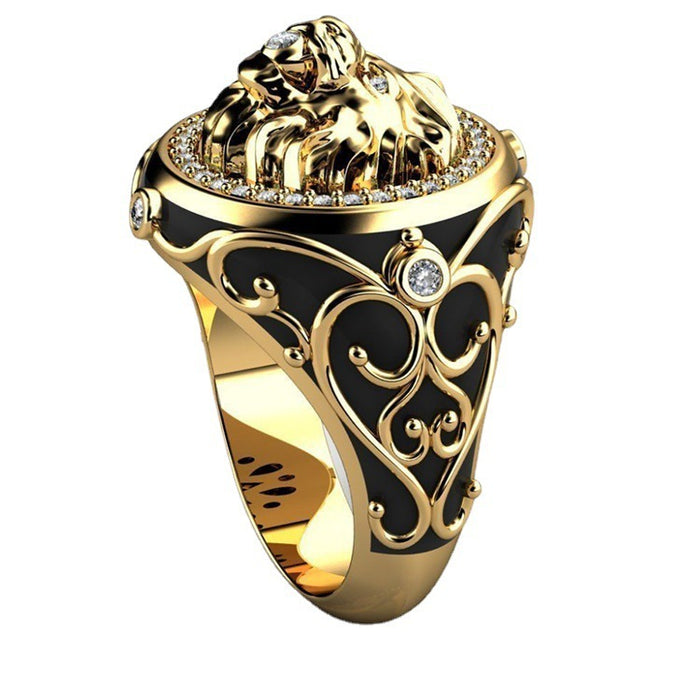 Jewelry WholesaleWholesale Rhinestone Lion Alloy Plated 18k Gold Ring JDC-RS-KaY002 Rings 咖亿 %variant_option1% %variant_option2% %variant_option3%  Factory Price JoyasDeChina Joyas De China