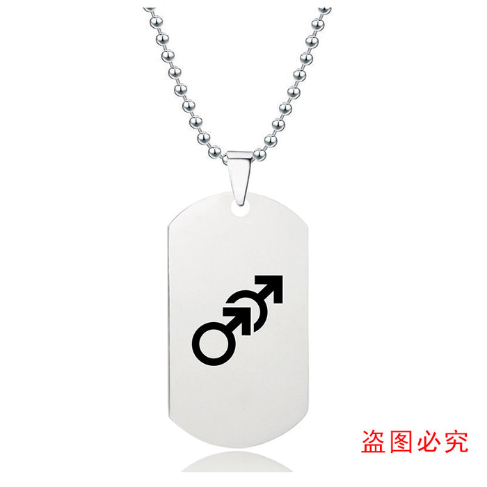 Wholesale LGBT Gay Story Small Gift Lettering Titanium Steel Necklace JDC-NE-GangG006