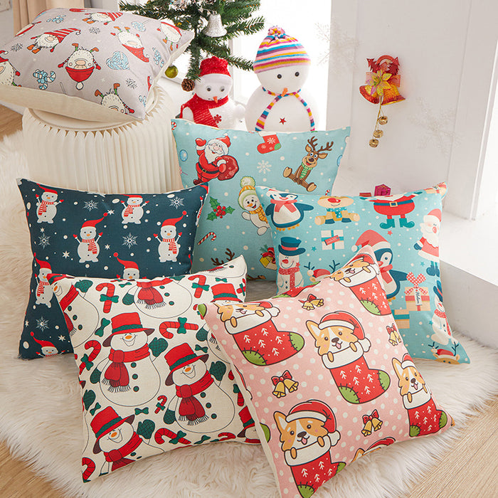 Wholesale Pillowcase Polyester Printed Christmas Snowman Cartoon JDC-PW-RRL004