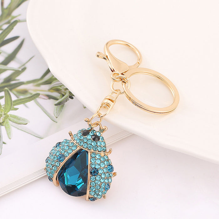 Wholesale Keychains Zinc Alloy Rhinestone Ladybug Cute MOQ≥4 JDC-KC-YuanFei002