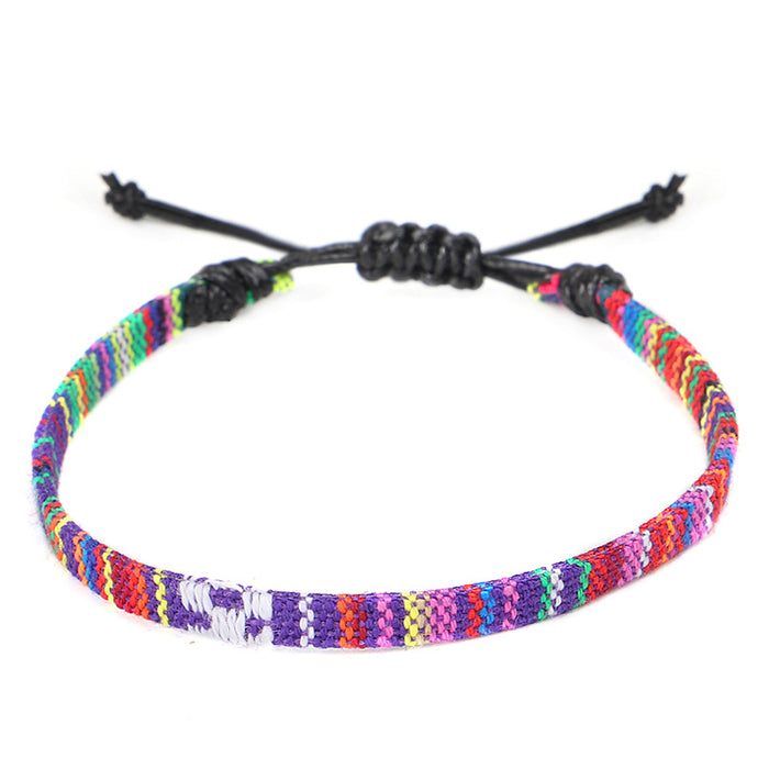 Wholesale Anklet Boho Anklet Hand Braided Rainbow Color Anklet LGBT MOQ≥3 JDC-AS-QiuX001