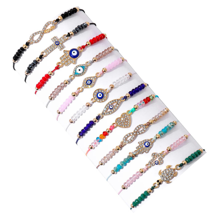 Wholesale Hand Braided Bracelet Crystal Beaded Devil's Eye Oil Drops JDC-BT-ZheQ001