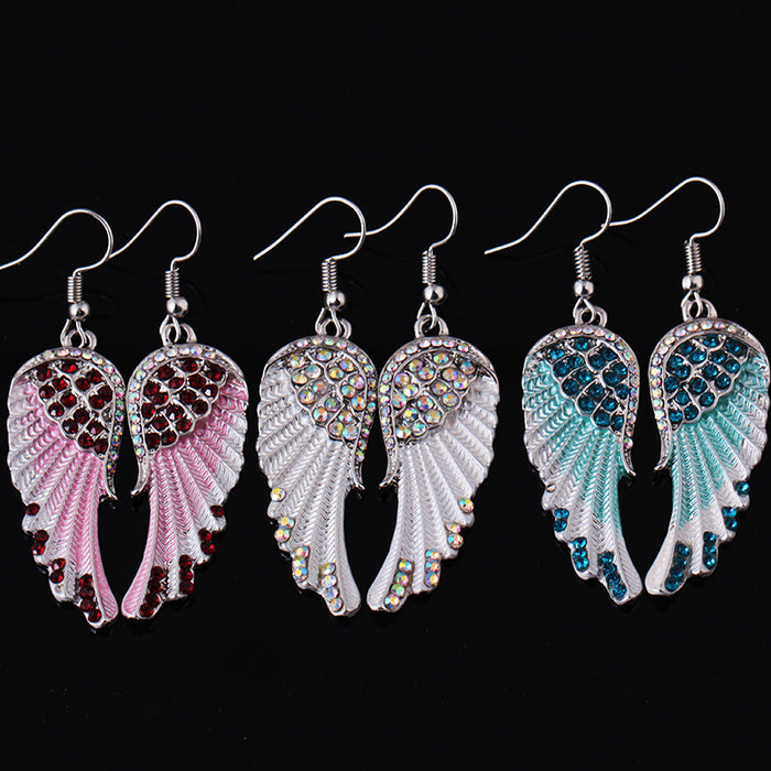 Jewelry WholesaleWholesale Angel Wings Wings Rhinestone Mid Length Earrings JDS-ES-JYS003 Earrings 静夜思 %variant_option1% %variant_option2% %variant_option3%  Factory Price JoyasDeChina Joyas De China