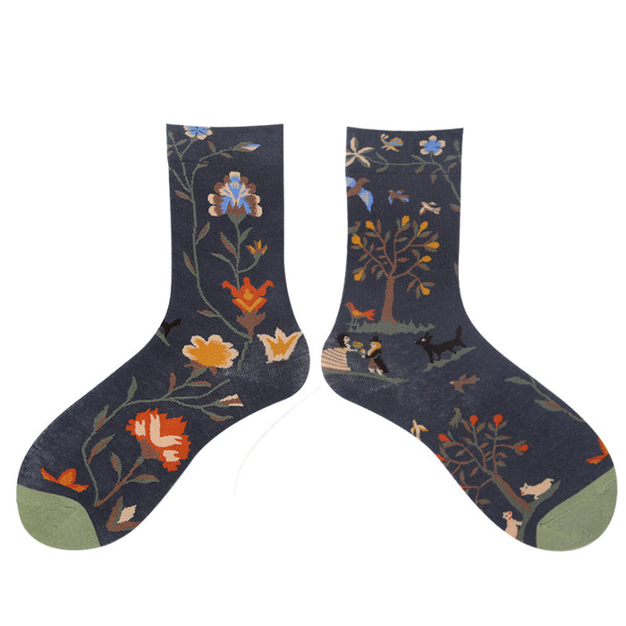 Wholesale literary abstract oil painting socks AB surface socks JDC-SK-XinH013