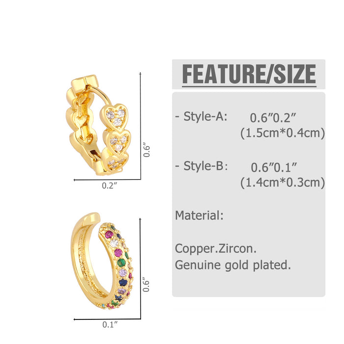 Wholesale Earrings Colored Zircon Heart Ear Cuffs JDC-ES-PREMAS002