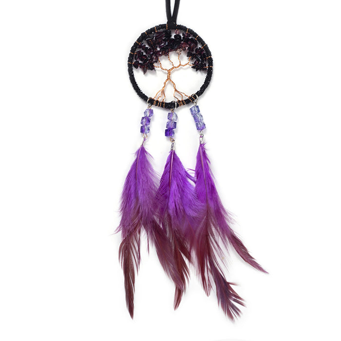 Jewelry WholesaleWholesale Purple Tree of Life Feather Dreamcatcher JDC-DC-MGu014 Dreamcatcher 梦罟 %variant_option1% %variant_option2% %variant_option3%  Factory Price JoyasDeChina Joyas De China