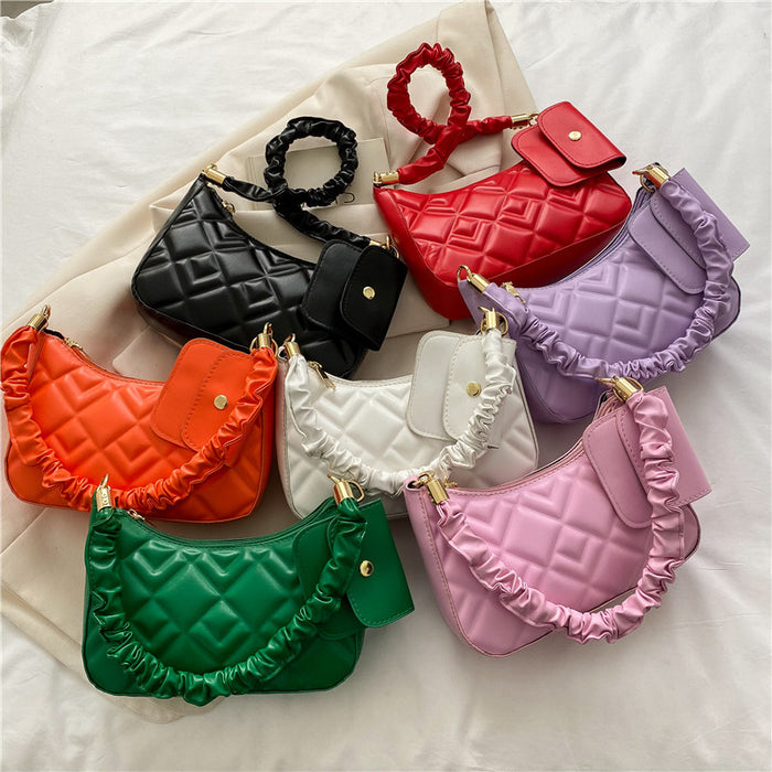 Wholesale PU shoulder bag pleated MOQ≥3 JDC-SD-HZD033