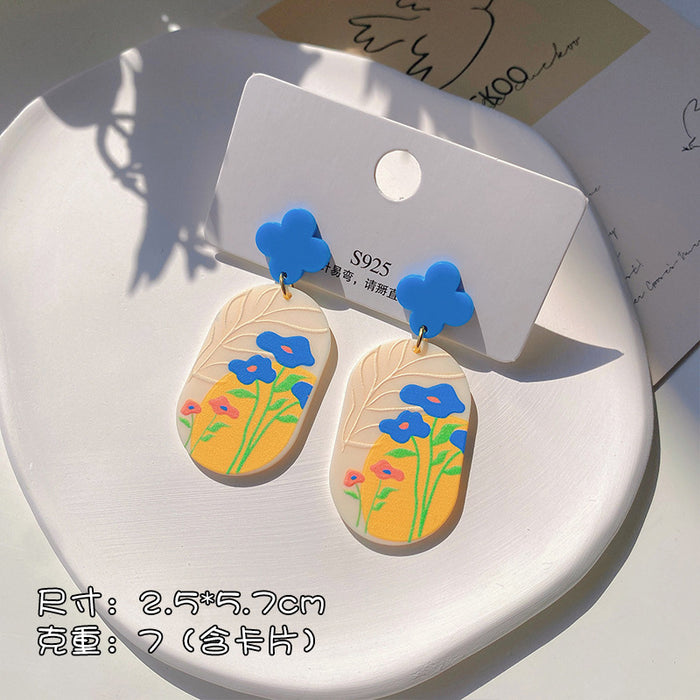 Jewelry WholesaleWholesale geometric candy color graffiti embossed stud stud earrings MOQ≥2 JDC-ES-XiaY002 Earrings 夏樱 %variant_option1% %variant_option2% %variant_option3%  Factory Price JoyasDeChina Joyas De China