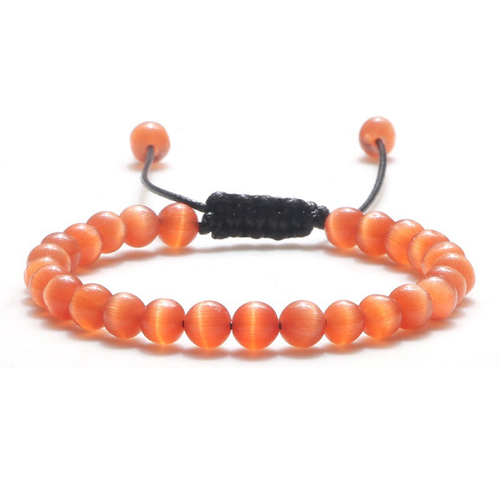 Pulsera de cuentas de ojo de gato natural al por mayor mano ajustable tejido simple JDC-BT-LIEHUO003