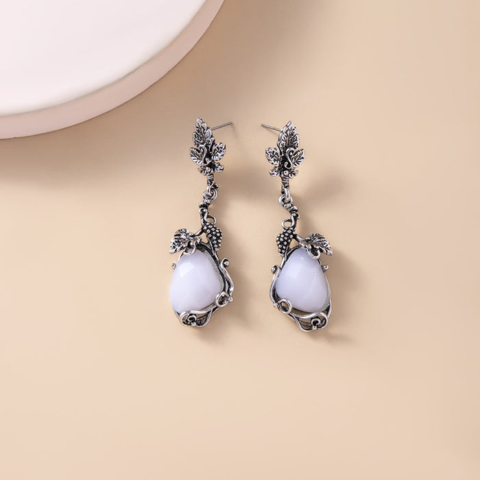 Wholesale Vintage Maple Leaf Opal Drop Earrings MOQ≥2 JDC-ES-Fangt003