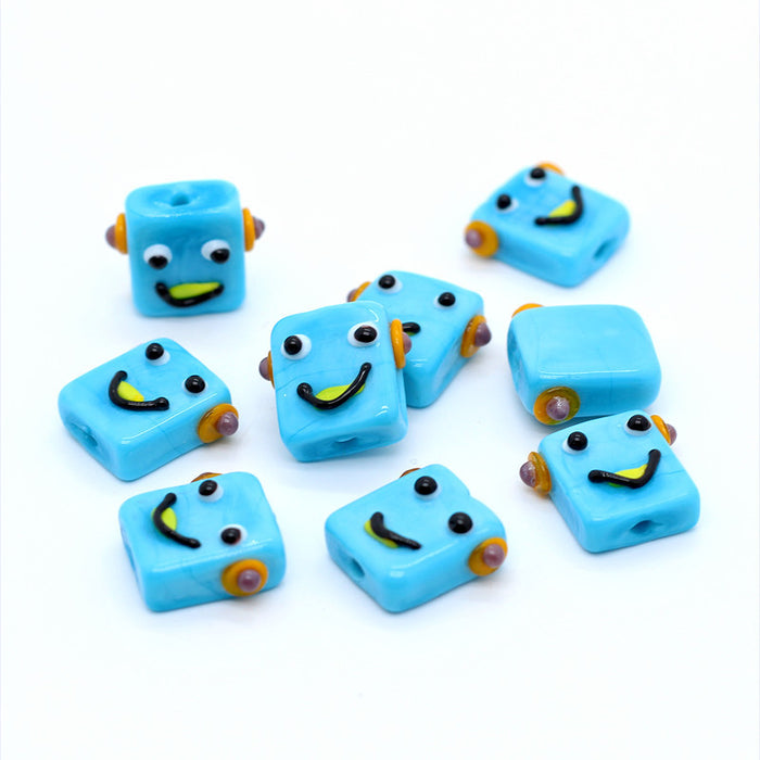 Wholesale Pendant Glass Beads Cute Robot Diy Glass Beaded Accessories MOQ≥2 JDC-PT-BiLai001