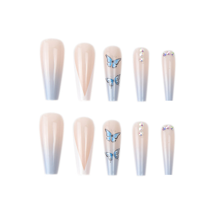 Jewelry WholesaleWholesale Blue Butterfly Point Drill Plastic Wearable Nail Art Nail Stickers 24 Pieces/Box JDC-NS-SHao001 Nail Stickers 上皓 %variant_option1% %variant_option2% %variant_option3%  Factory Price JoyasDeChina Joyas De China