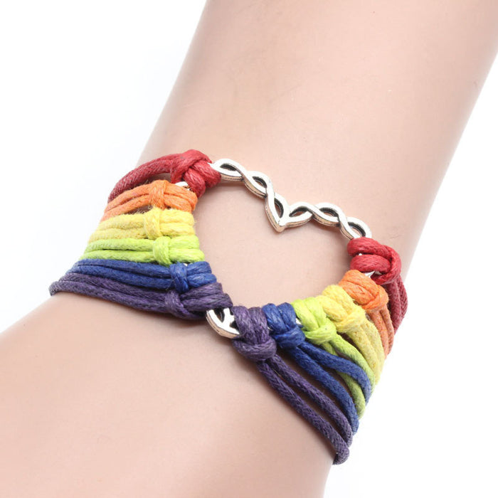 Wholesale LGBT Women's Bracelet Handmade Covenant LGBT Comrade Rainbow Color JDC-BT-HanJ036