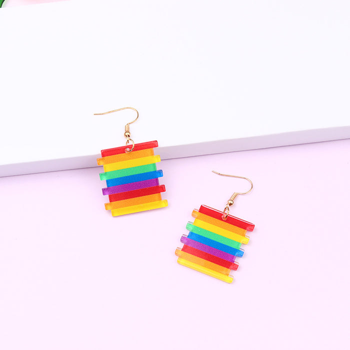 Wholesale Rainbow Heart Acrylic Earrings MOQ≥2 JDC-ES-DUAI011