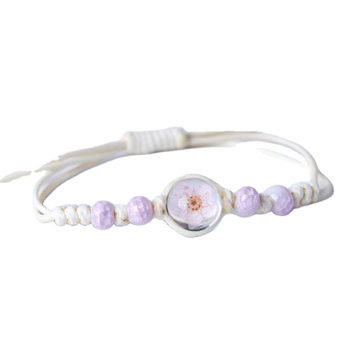 Pulsera de flores secas de cerámica al por mayor bola de vidrio femenino jdc-bt-yxh013