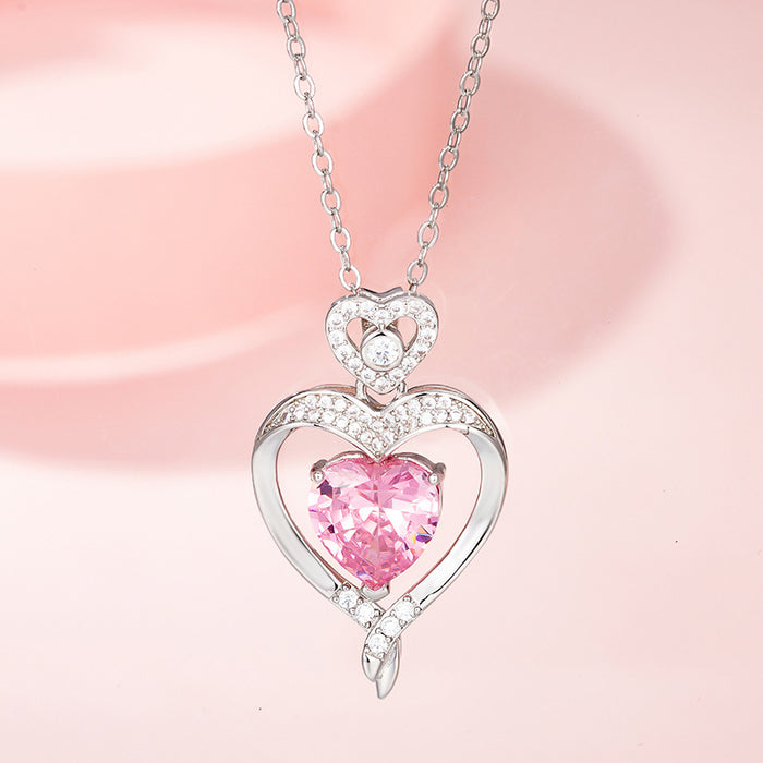 Wholesale LOVE heart -shaped pendant lock double heart born stone JDC-PT-MLJ002