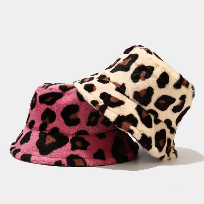 Wholesale Hat Acrylic Leopard Print Fleece Thickened Windproof Bucket Hat JDC-FH-PangQ001