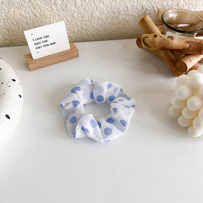 Wholesale refreshing blue and white polka dot flower hair ring JDC-HS-MS017