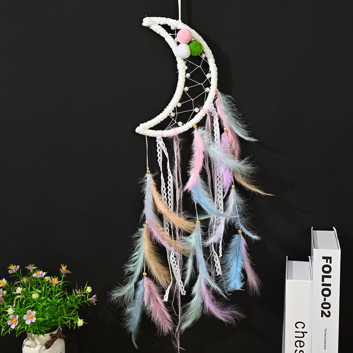 Wholesale cute furball moon Dreamcatcher Indian style MOQ≥2 JDC-DC-JunX012