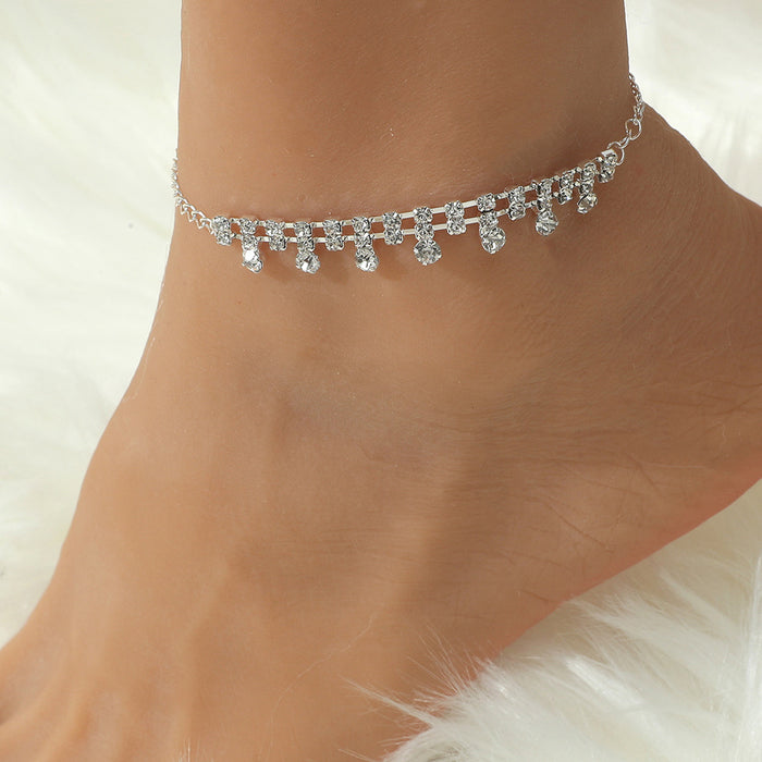 Jewelry WholesaleWholesale bohemian pearl heart-encrusted diamond chain anklet  JDC-AS-D022 Anklets 晴雯 %variant_option1% %variant_option2% %variant_option3%  Factory Price JoyasDeChina Joyas De China