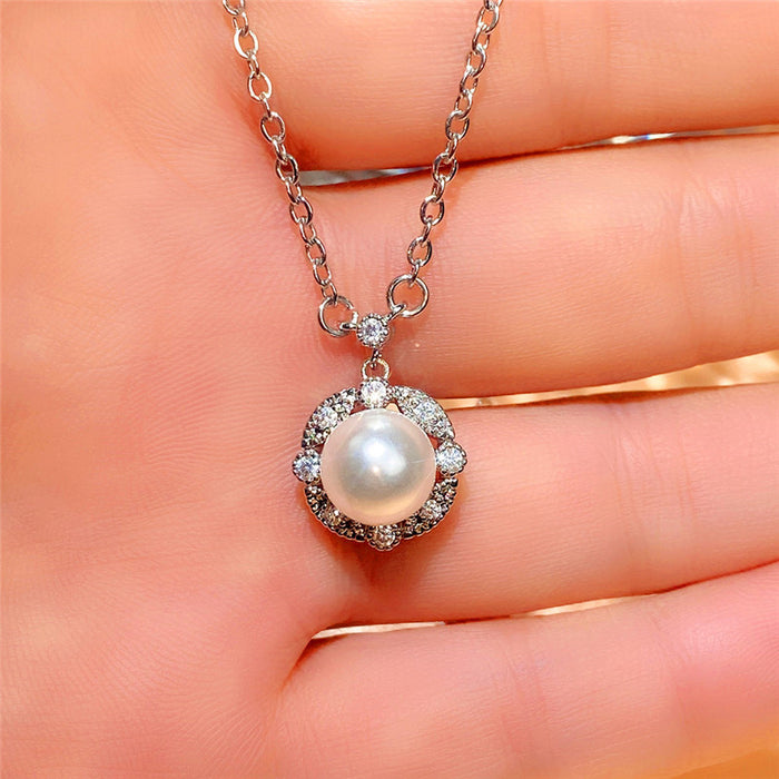 Wholesale Imitation Pearl Pendant Clavicle Chain MOQ≥2 JDC-NE-CaoS034