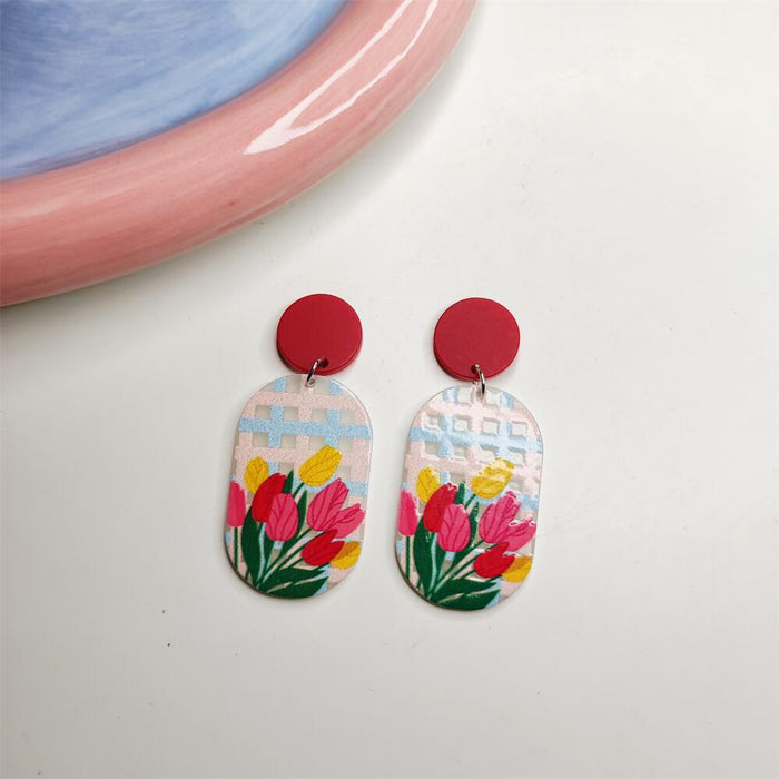 Jewelry WholesaleWholesale S925 silver needle rose tulip flower transparent jelly color acrylic earrings JDC-ES-FX013 Earrings 繁瑆 %variant_option1% %variant_option2% %variant_option3%  Factory Price JoyasDeChina Joyas De China