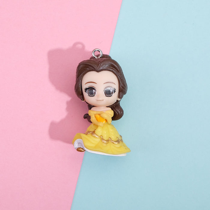 Wholesale keychain pvc blind box 6 cute princess fridge stickers doll MOQ≥10 JDC-KC-QMou017