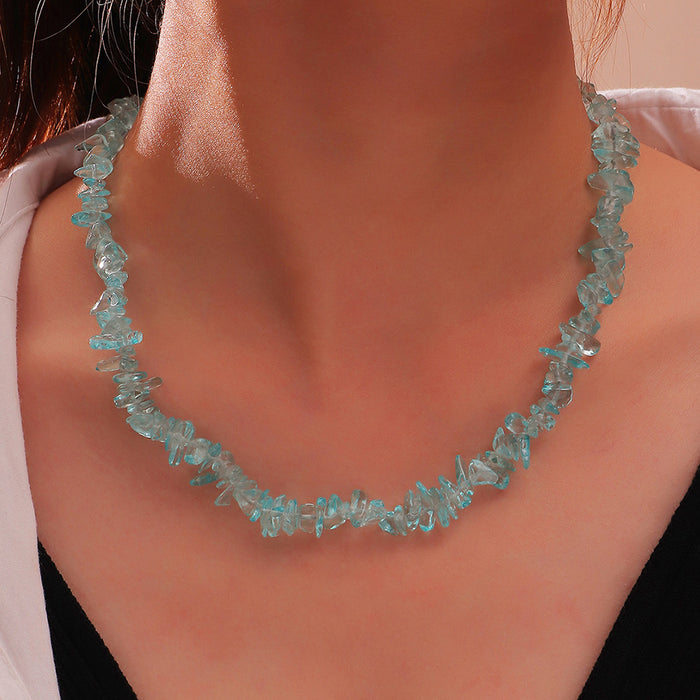 Jewelry WholesaleWholesale alloy ins wind irregular colorful transparent gravel necklace JDC-NE-E325 Necklaces 奈珠 %variant_option1% %variant_option2% %variant_option3%  Factory Price JoyasDeChina Joyas De China