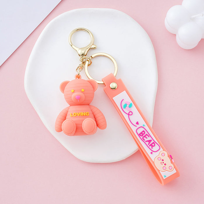 Wholesale Keychains For Backpacks PVC Bear Keychain Love Bear Cute Girl Heart MOQ≥2 JDC-KC-YY030