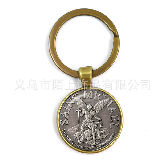 Wholesale St.Michael Russian Orthodox Time Gemstone Zinc Alloy Keychain JDC-KC-MoS001