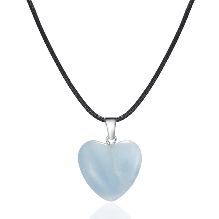 Wholesale Necklace Natural Stone Heart Drop Shape MOQ≥2 JDC-NE-YinH040