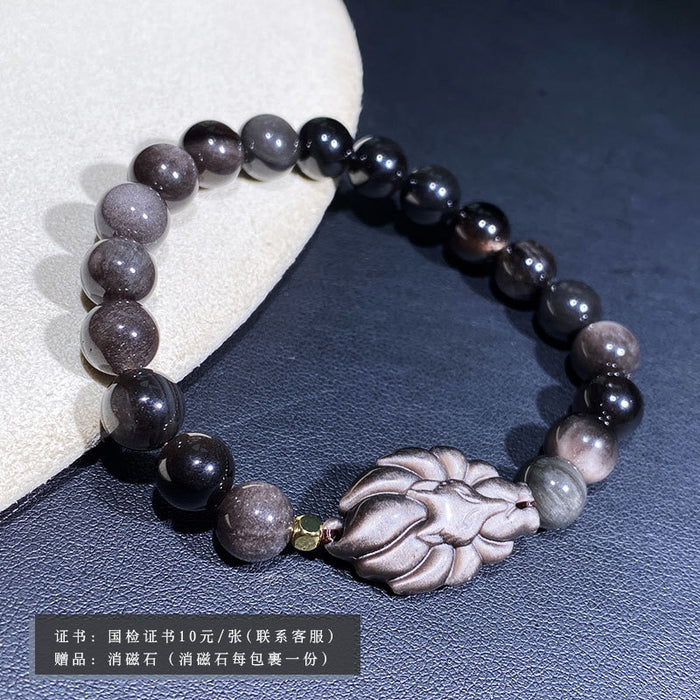 Jewelry WholesaleWholesale Silver Obsidian Fox Obsidian Bracelet Beads JDC-BT-BaiM010 Bracelet 百慕 %variant_option1% %variant_option2% %variant_option3%  Factory Price JoyasDeChina Joyas De China