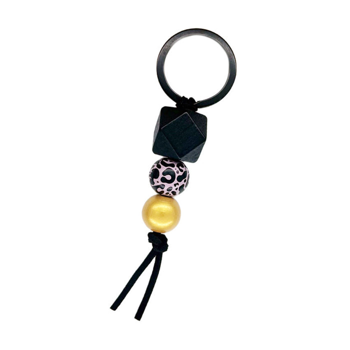 Wholesale Wooden Leopard Print Keychain MOQ≥2 JDC-KC-WenJ010