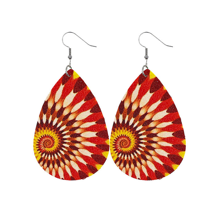 Wholesale Tie Dye Mandala Flower Leather Earrings JDC-ES-dih007