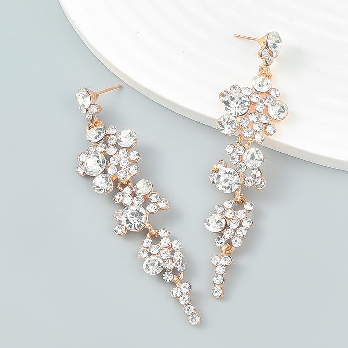 Wholesale Alloy Diamond Acrylic Floral Long Earrings JDC-ES-JL998