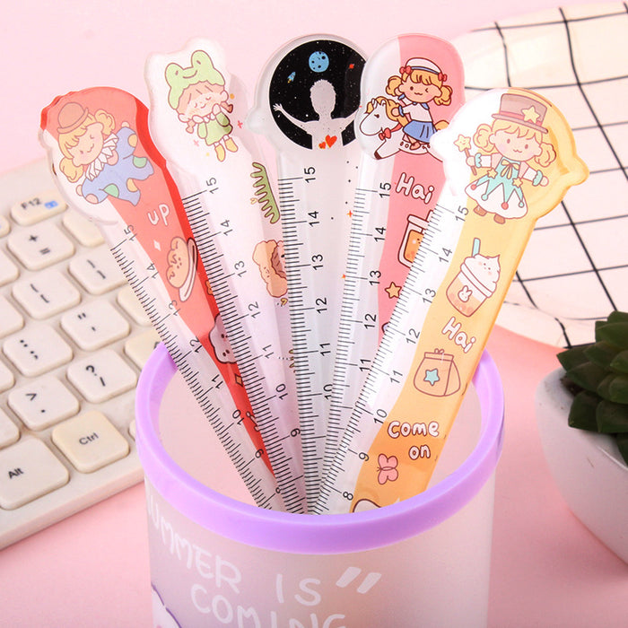 Wholesale Ruler Plastic 15cm Transparent Cute Starry Sky MOQ≥2 JDC-RR-LGT003