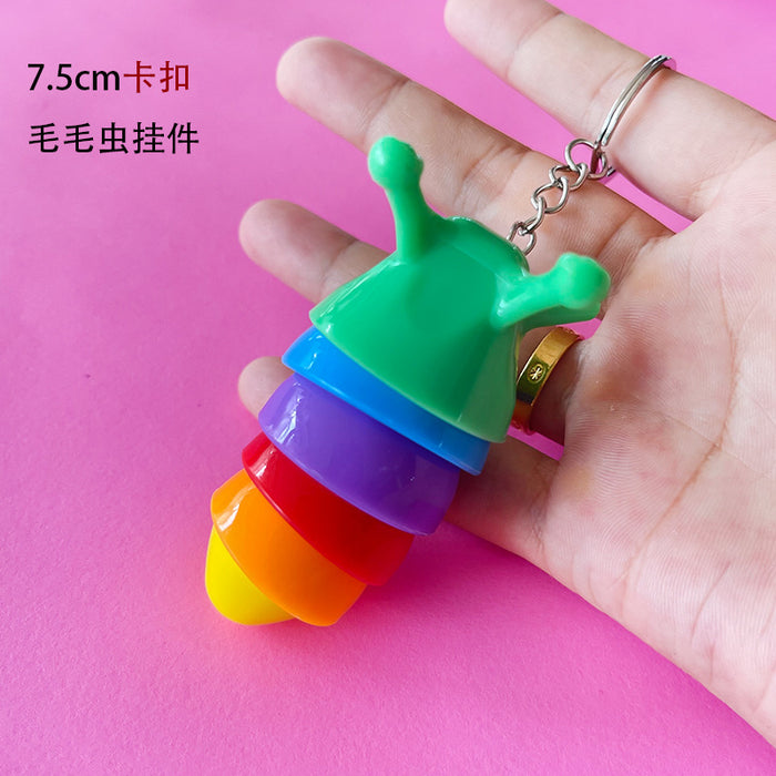 Wholesale Keychains For Backpacks keychain caterpillar pendant decompression toy slug slug keychain bag pendant MOQ≥2 JDC-KC-YDuo001