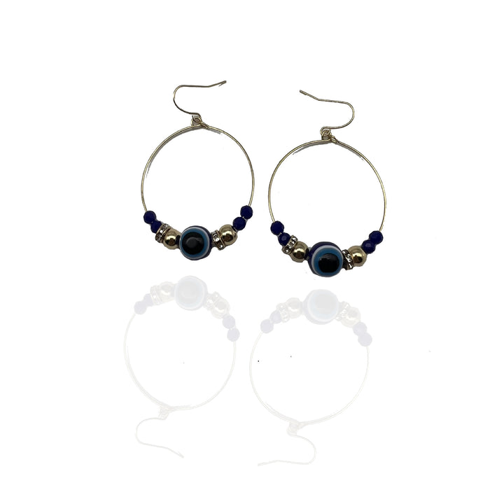 Wholesale earrings metal blue eye beaded earrings MOQ≥2 JDC-ES-qingh001