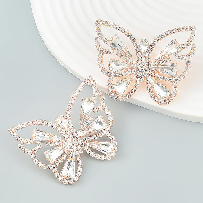 Wholesale Rhinestone Butterfly Alloy Earrings JDC-ES-JL1009