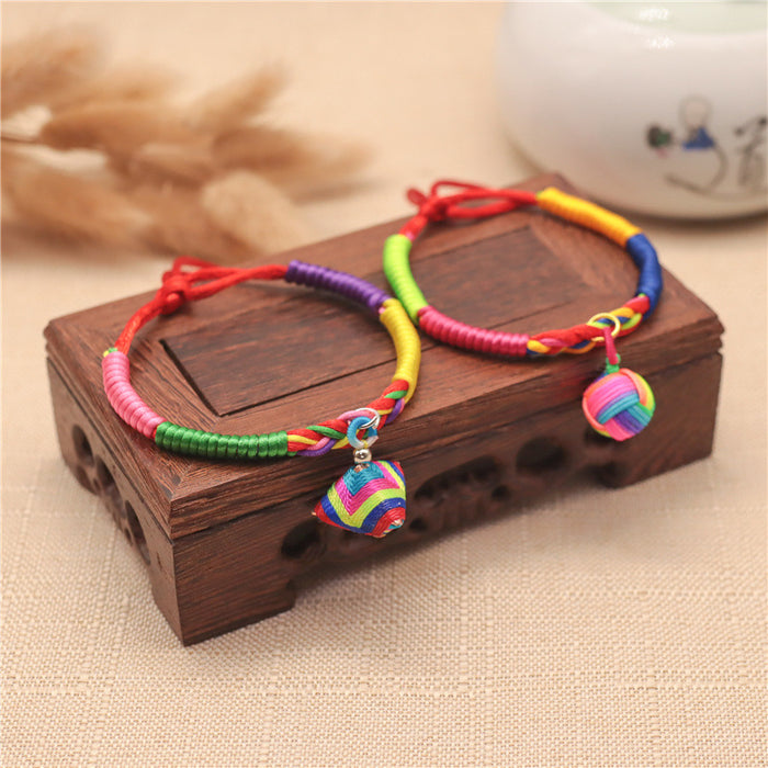 Wholesale Colorful Rope Braided Rice Dumpling Bracelet MOQ≥2 JDC-BT-GeEr003